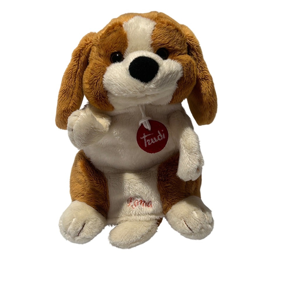 Trudi Roma Beagle Hound Dog Plush Hand Puppet Retired Brown White Black Italy